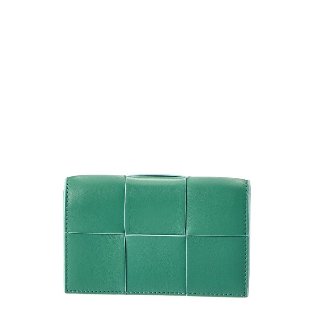 Bottega Veneta Maxi Intrecciato Leather Business Card Case, Green